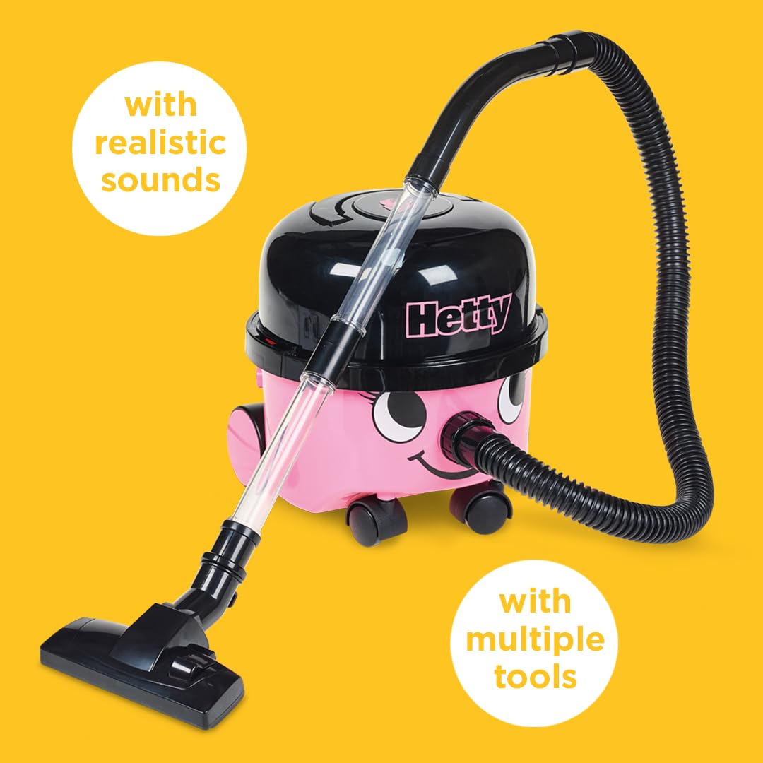 Casdon Hetty Vacuum Cleaner Toy - Pink Real Suction Function | Ages 3+ | Includes Nozzle Accessories 3