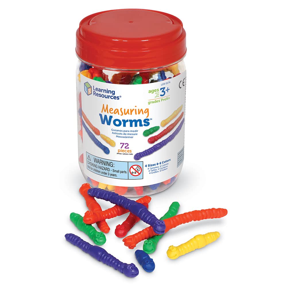 Learning Resources Measuring Worms - Set of 72 Plastic Tactile Math Tools for Ages 5-9 1