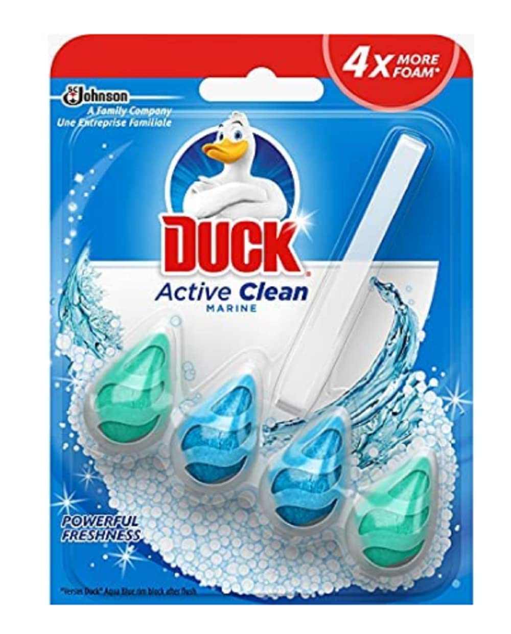 DUCK Active Clean Toilet Rim Block - Foaming Cleaner | Marine Scent | Descaler