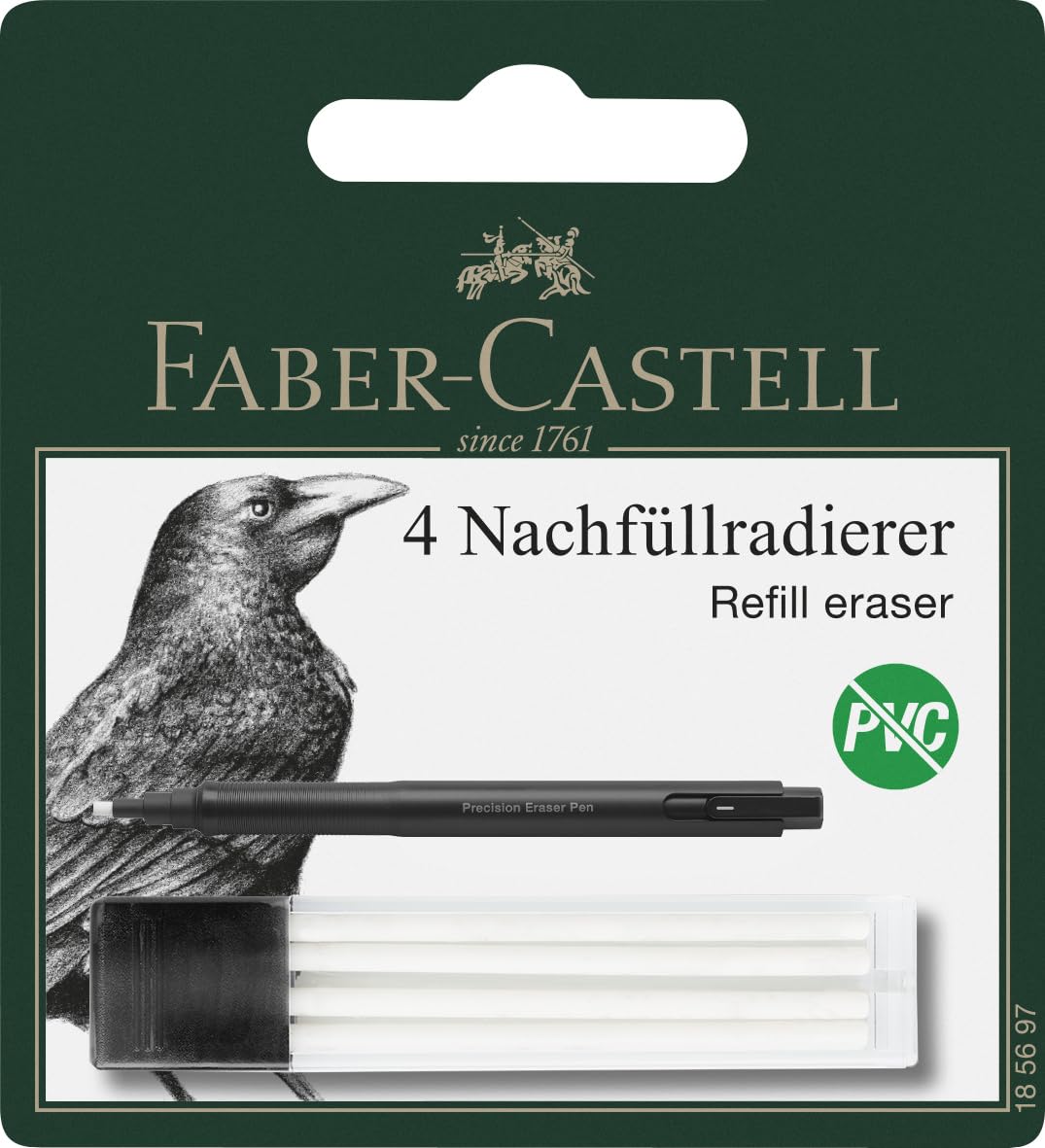 Faber-Castell Replacement Eraser Pen Refills (4 Pack) for Precision Erasing | 2.5mm Diameter