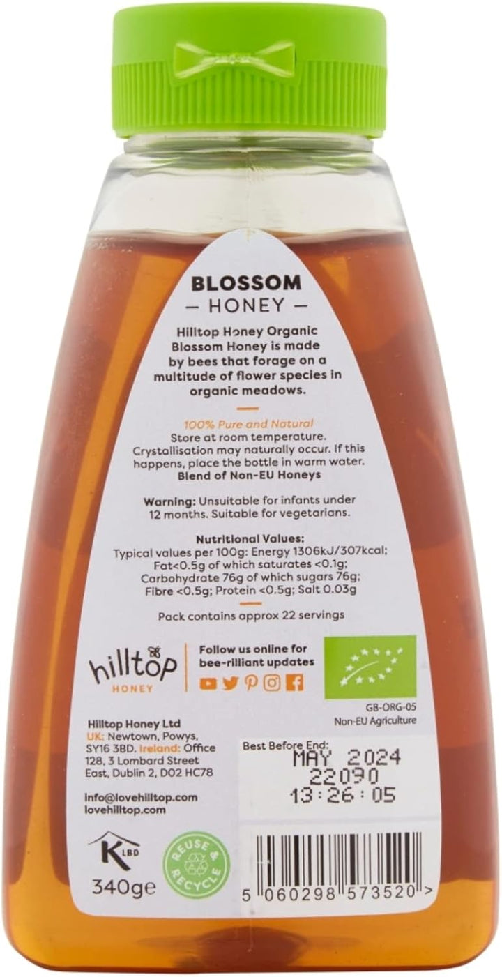 Hilltop Honey - Organic Blossom Honey - Squeezy Bottle - 720g