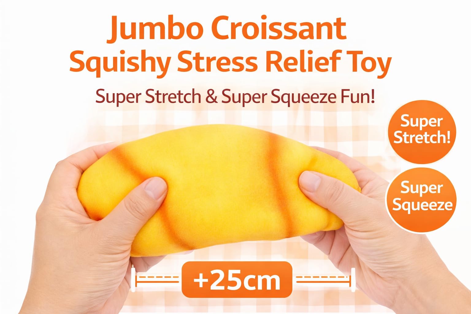 Keycraft Jumbo Squishy Croissant Slow-Rise Sensory Toy - Extra Large (25cm) | Stress Relief | TPR 3
