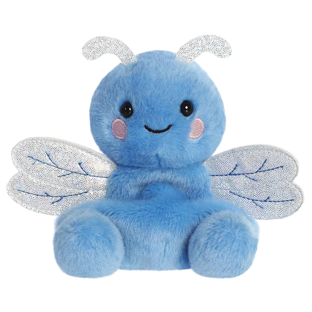 AURORA Palm Pals Dart Dragonfly Stuffed Toy - 5 Inch, Blue/Silver, Bean Filled