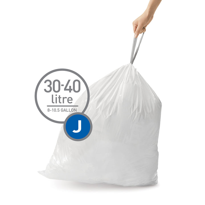 simplehuman Code J Custom Fit Bin Liners, White Plastic - Pack of 20