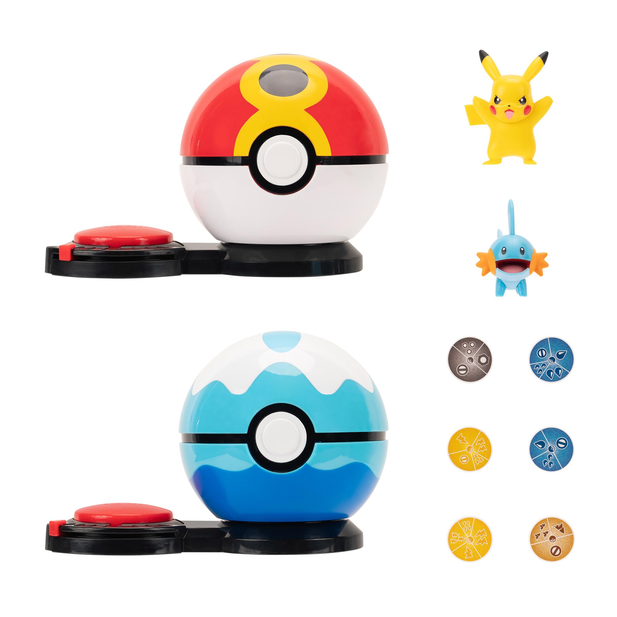 Pokémon Surprise Attack Game - 2-Inch Pikachu and Mudkip with Attack Discs and Poké Balls 1