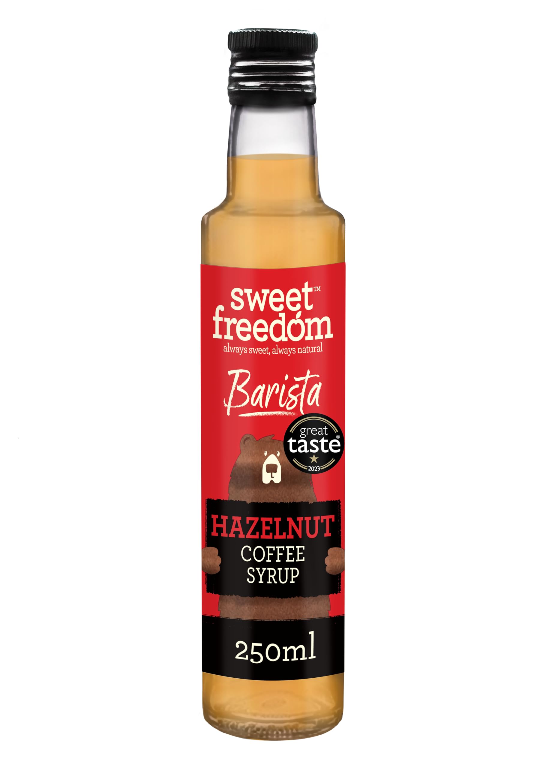 Sweet Freedom Barista Hazelnut Syrup - Refined Sugar Free, Fat Free | 250 ml Bottle