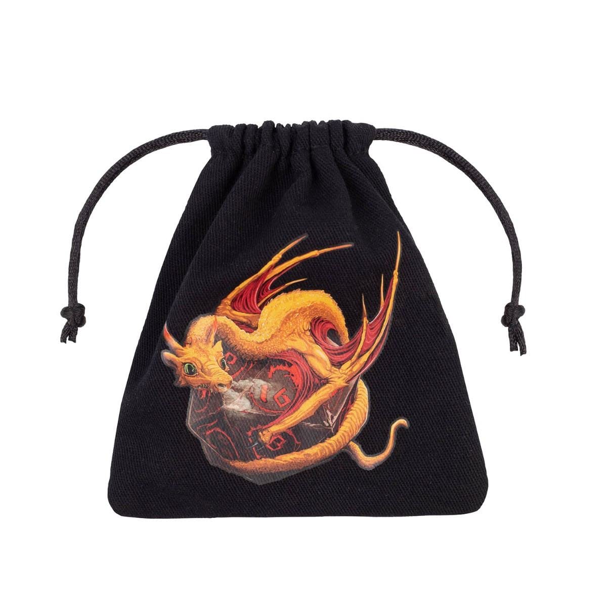 Q WORKSHOP Dragon & D20 Dice Bag | Soft Cotton | Holds 25 Standard Dice | Multicolour 1