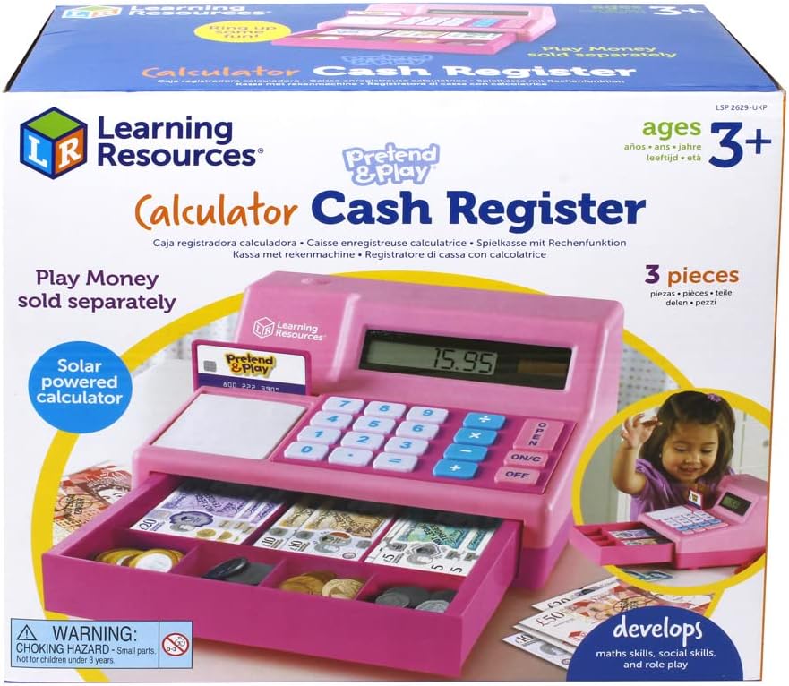 Learning Resources Pretend & Play Calculator Cash Register - Educational Playset for Kids, Ages 3-7
