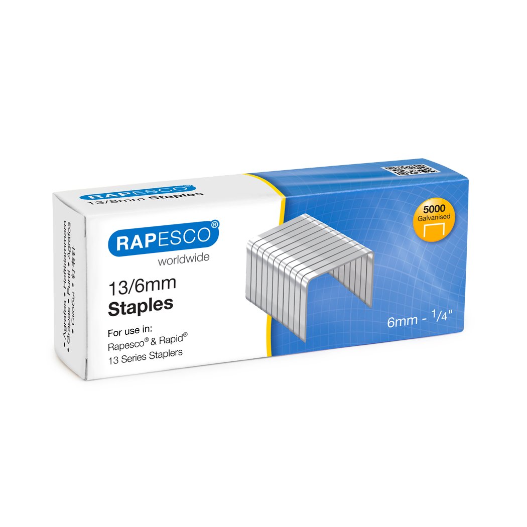 RAPESCO S13060Z3 Type 13/6mm Galvanised Tacker Staples - 5000 Pack | Fine Wire | Rust-Resistant 1