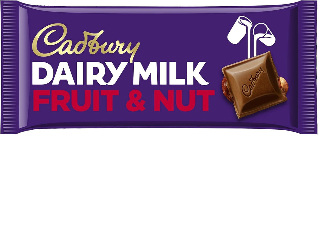 Cadbury Dairy Milk Fruit & Nut Bar, Milk Chocolate with Raisins and Almonds, 180g