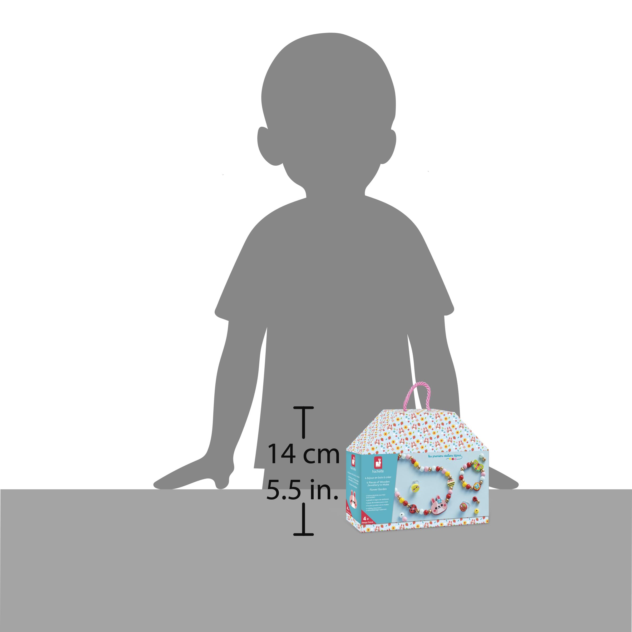 Janod 4 Flower Garden Wooden DIY Craft Kit - First Jewelry Making for Kids Ages 4-8