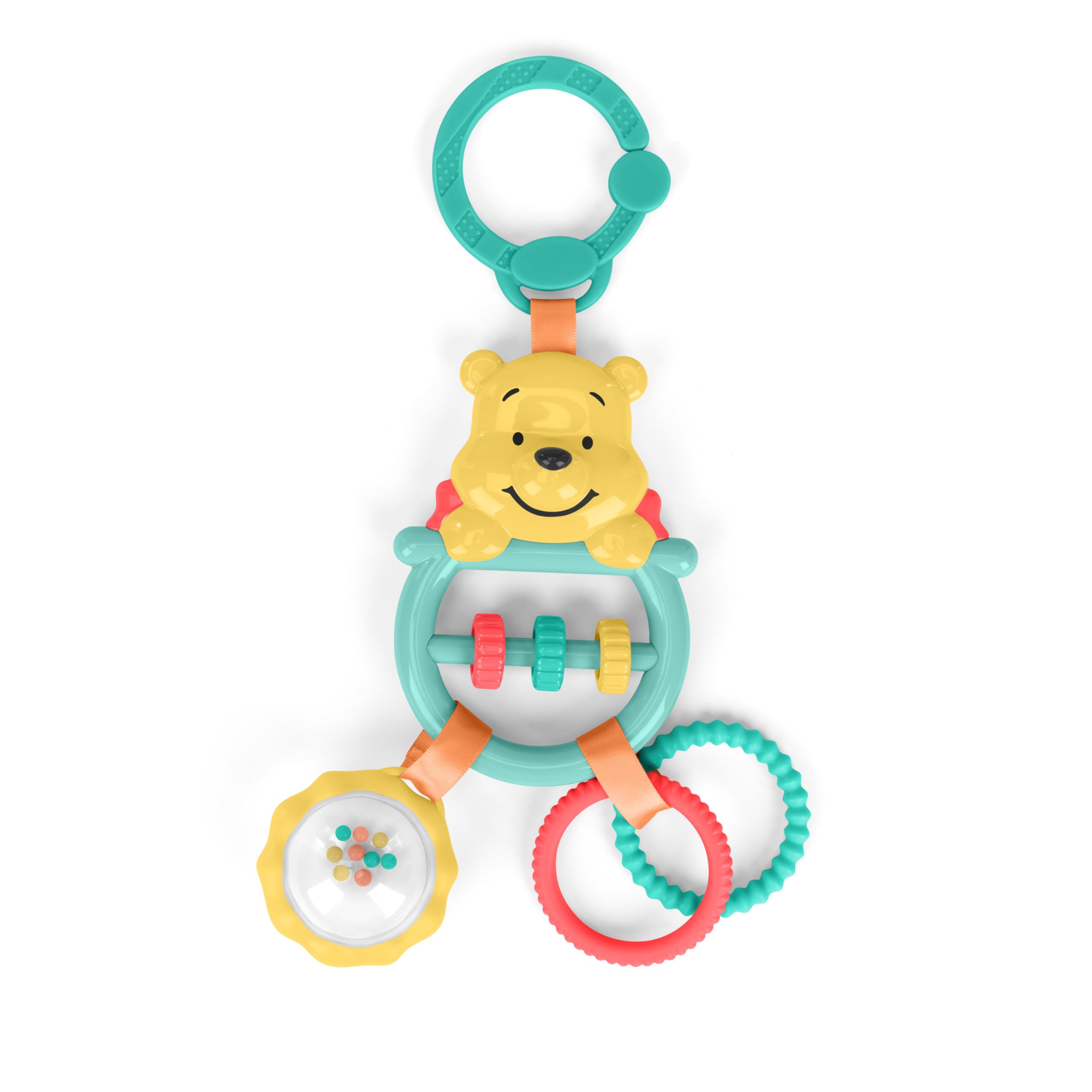 Bright Starts Disney Baby Winnie The Pooh Busy Bear Activity Toy | Multisensory Rattle & Beads | Newborns+ 4