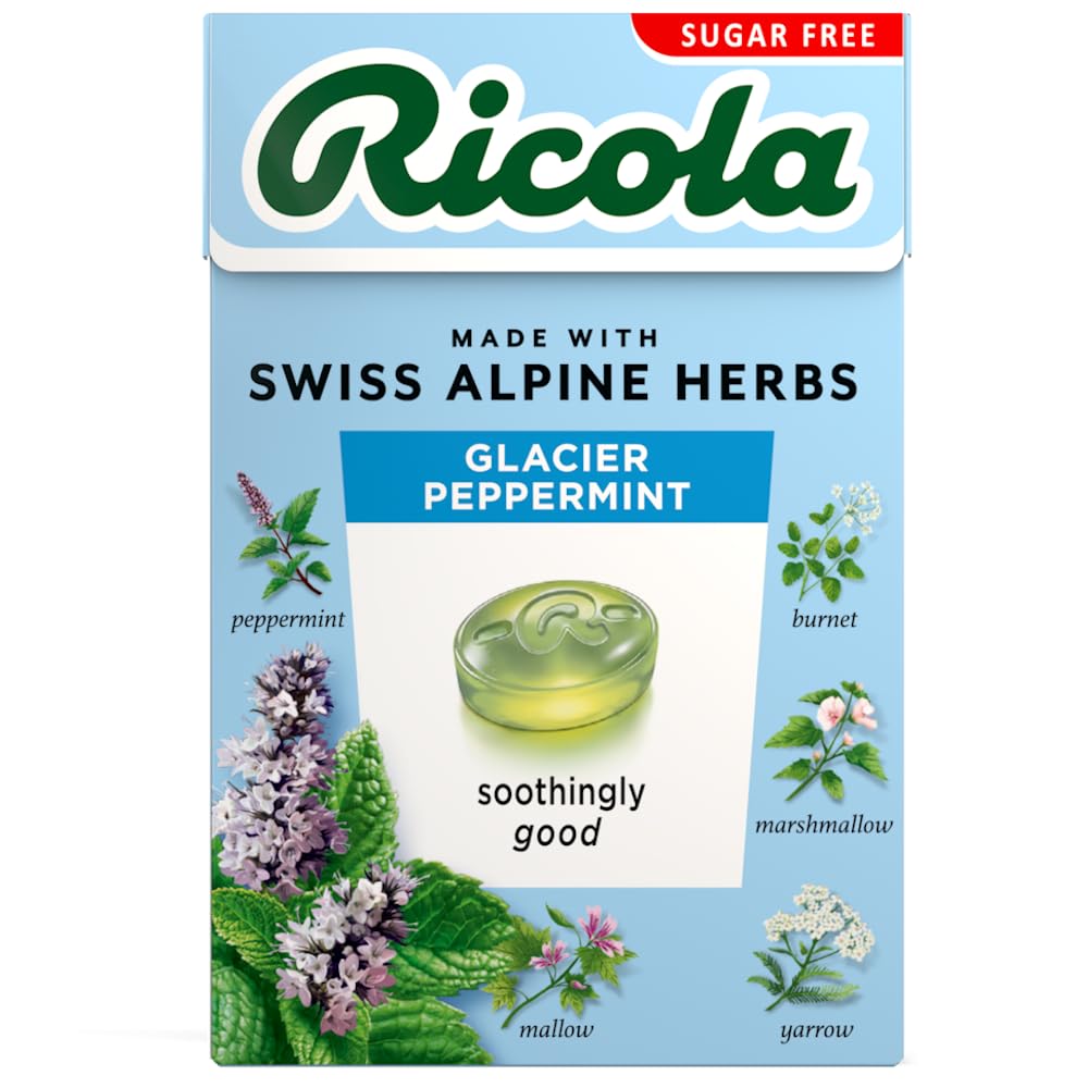 Ricola Glacier Peppermint Sugar Free Swiss Herbal Sweets - 20 Boxes (45g Each) 1