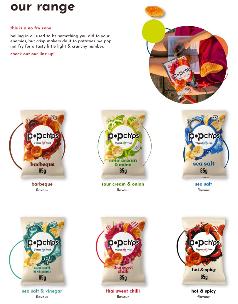 Popchips Sea Salt Potato Crisps, 23g (Pack of 24) - Popped Not Fried, No Artificial Flavours, Vegan Friendly
