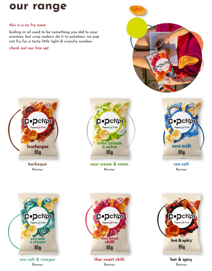 Popchips Sea Salt Potato Crisps, 23g (Pack of 24) - Popped Not Fried, No Artificial Flavours, Vegan Friendly