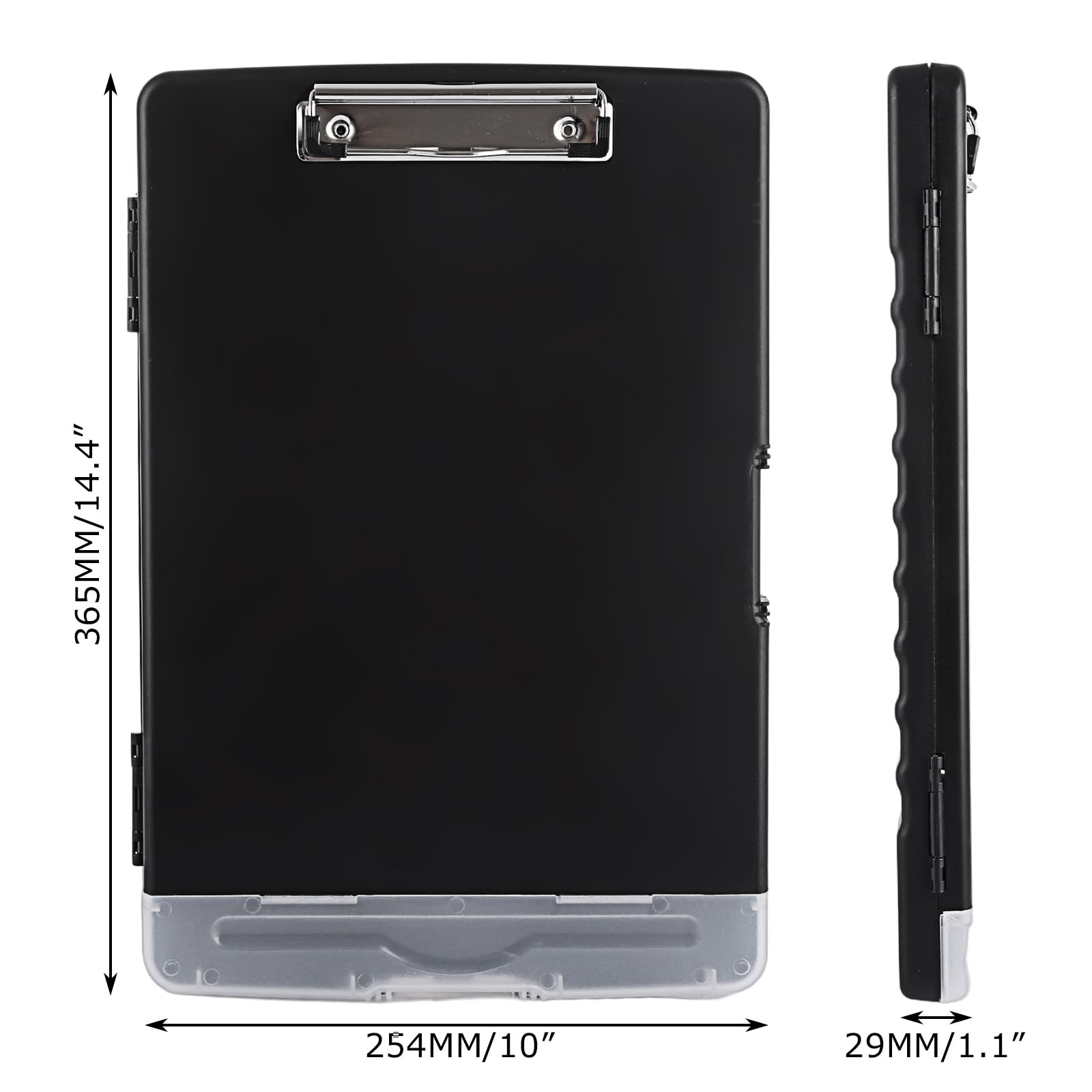 ASelected A4 Storage Clipboard with Pen Holder | Plastic | Black | Holds 200 Sheets