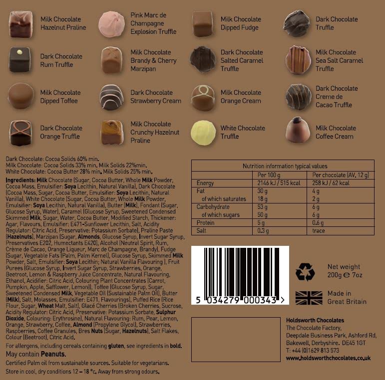 Holdsworth Chocolates Renaissance Collection - Assorted Handmade Truffles 200g