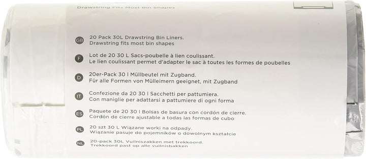 BLACK+DECKER 30L Drawstring Bin Liners 20 Pack - White