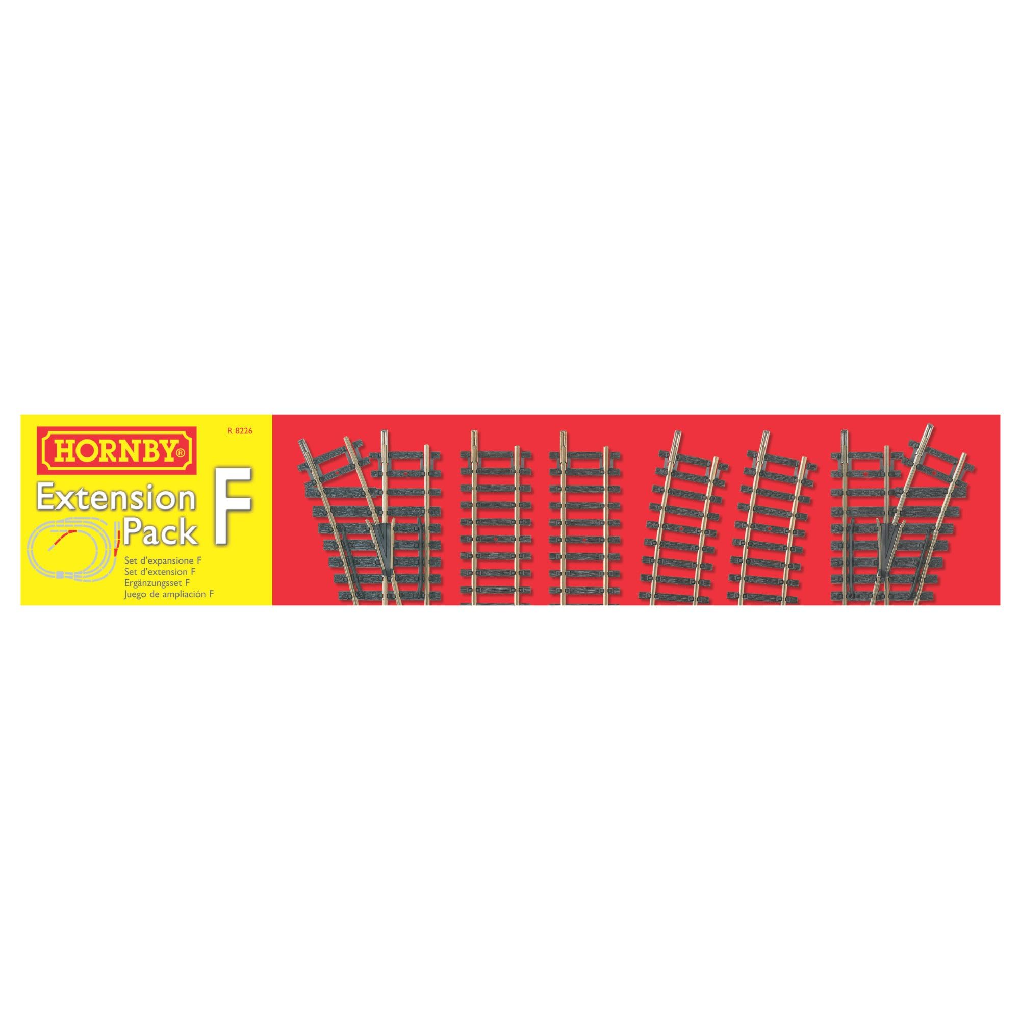 Hornby R8226 OO Gauge Track Extension Pack F - 6-Piece Model Railway Track Set with Straights, Curves, Points & Buffer Stop 7