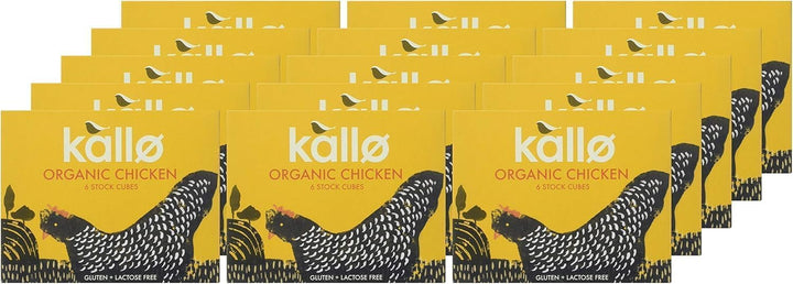 Kallo Organic Chicken Stock Cubes, Gluten Free & Lactose Free, No Artificial Additives, 90 Cubes (15 x 6)