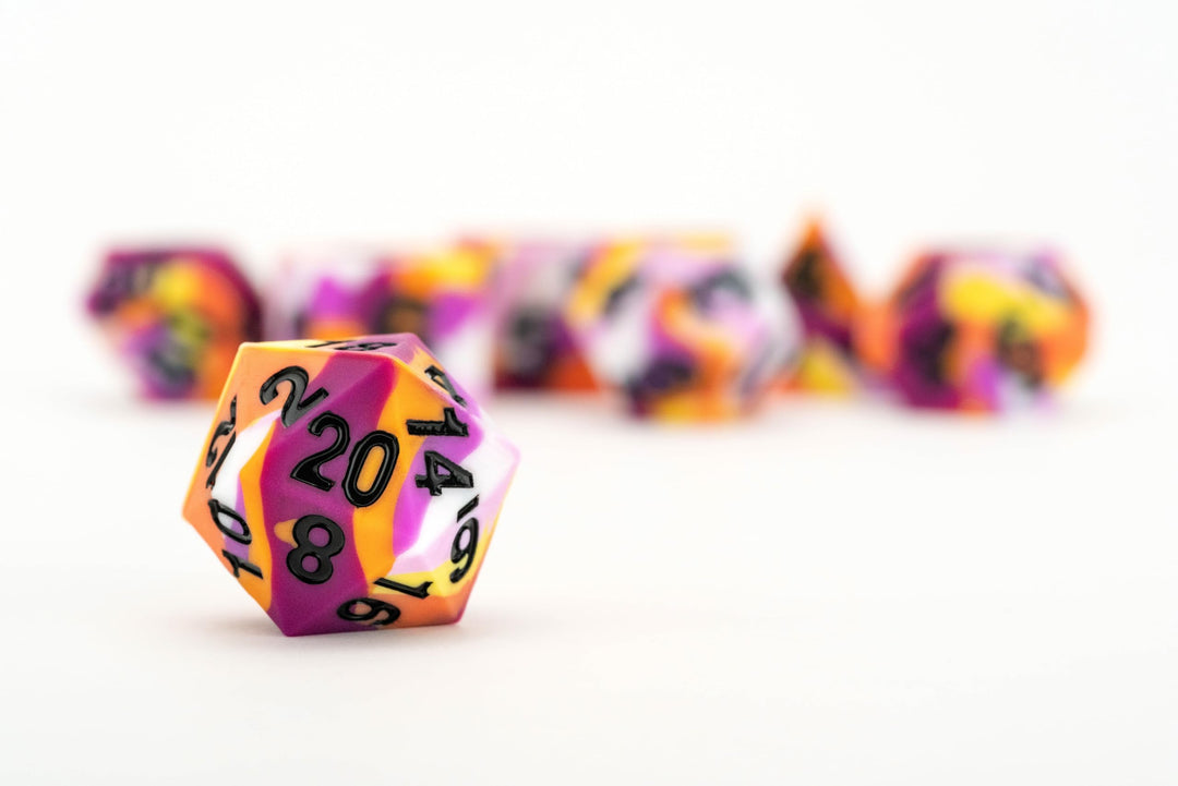 Metallic Dice Games FanRoll 16mm Pride Sharp Edge Silicone Rubber Polyhedral Dice Set
