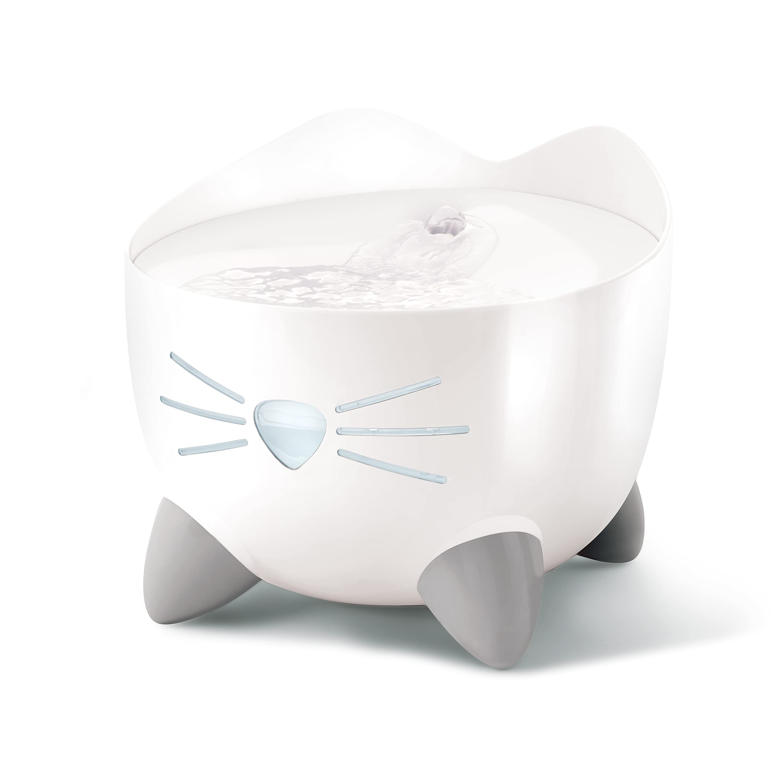 Catit PIXI Cat Drinking Fountain - White Stainless Steel Top | 2.0L Capacity | Triple Filter