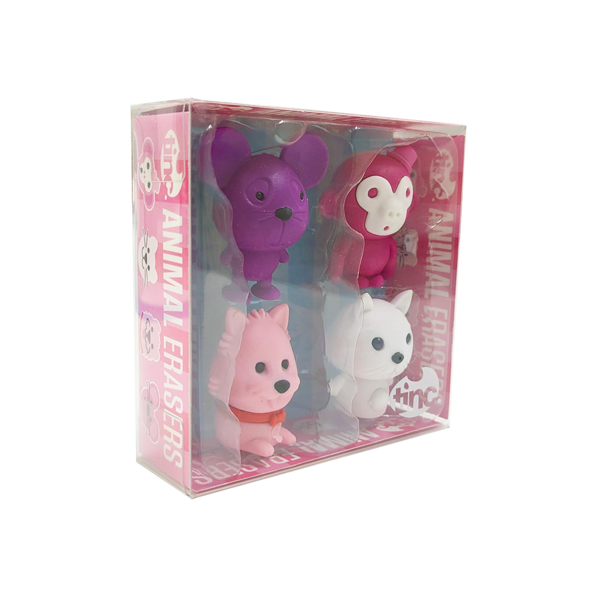 Tinc Animal Collection - Monkey, Cat, Dog, Mouse Scented Erasers (Pack of 4) 1
