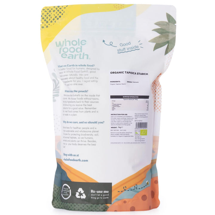 Wholefood Earth Organic Tapioca Starch – 1 kg | GMO Free | Certified Organic