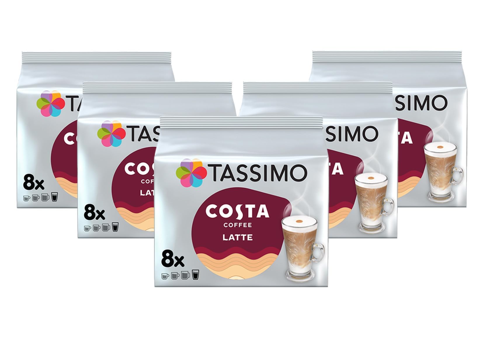 Tassimo Costa Latte Medium Roast Coffee Pods (Pack of 5, 40 Drinks Total) 7