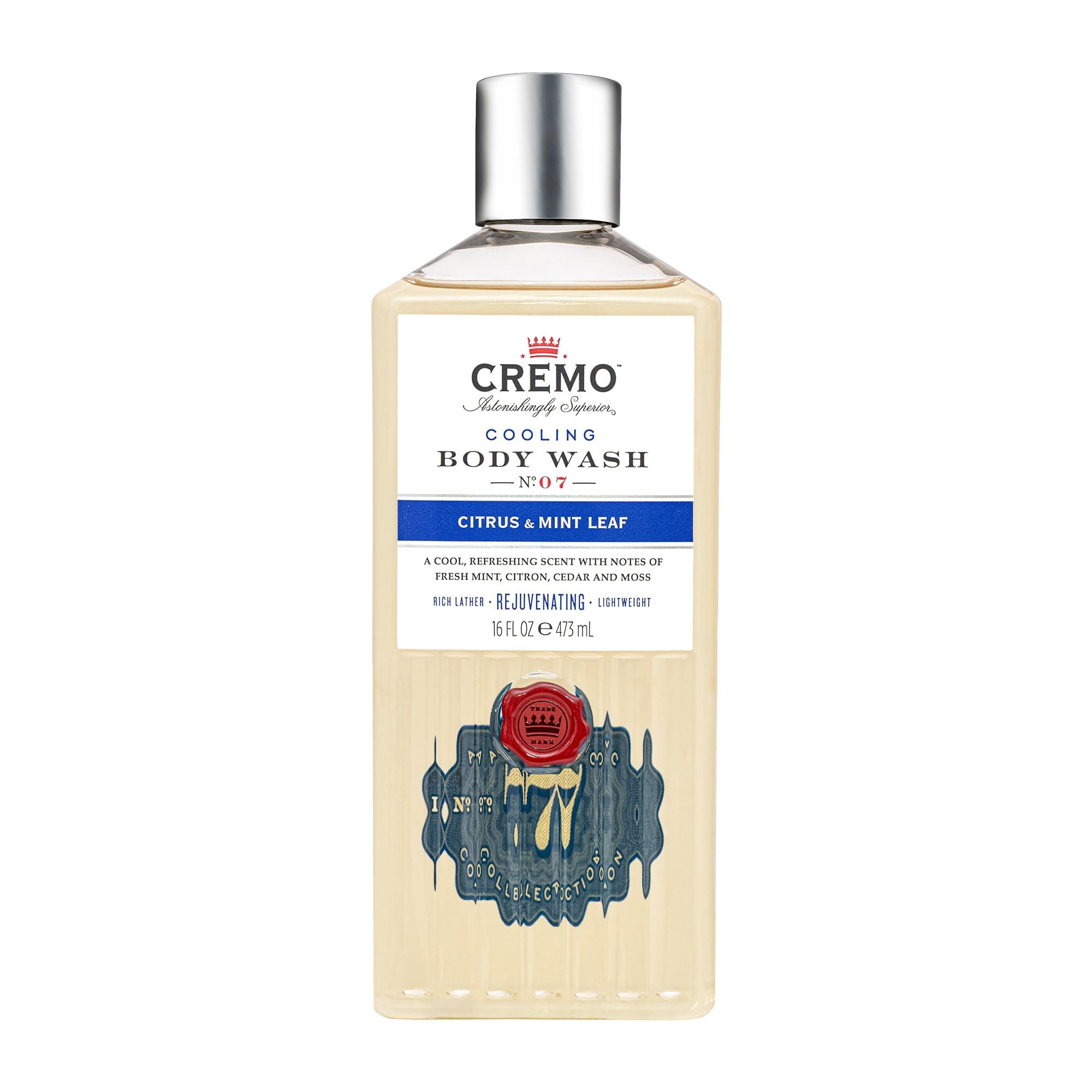 Cremo Cooling Body Wash for Men - Rejuvenating Citrus & Mint Leaf Scent - 473ml