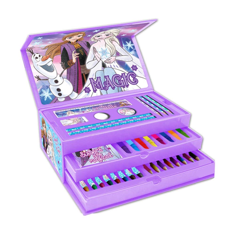 Disney Frozen 44 Piece Colouring Case with Pens, Pencils, and Crayons 3