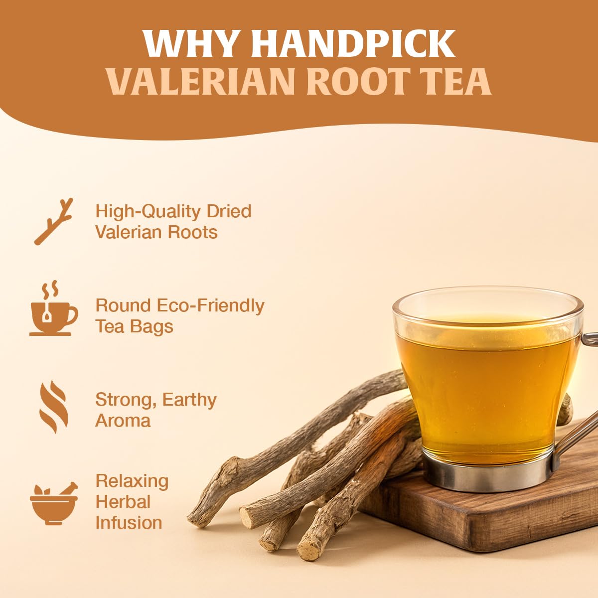 HANDPICK Valerian Root Tea Bags (Valeriana) 50 Count | Non-GMO, Caffeine-Free Herbal Tea 3