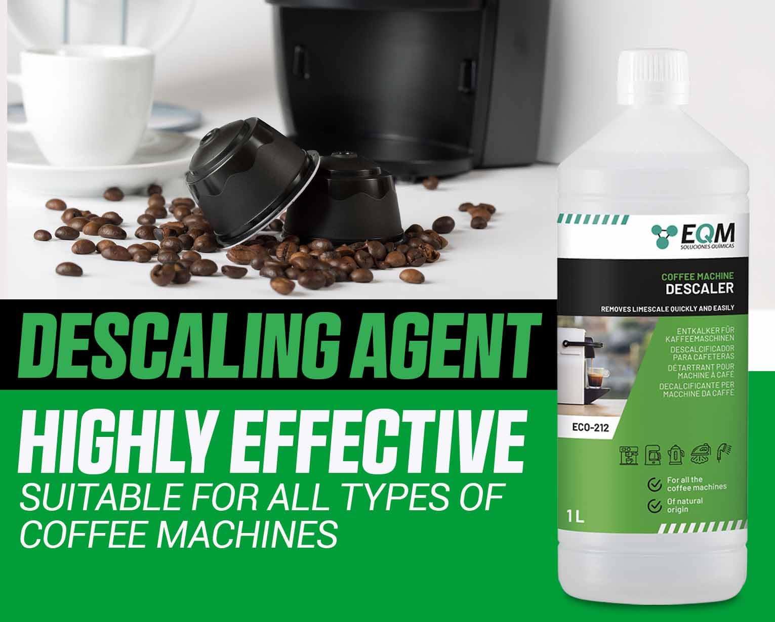 EQM SOLUCIONES QUIMICAS ECO-212 Coffee Machine Descaler - 1L | 100% Natural Origin | Liquid