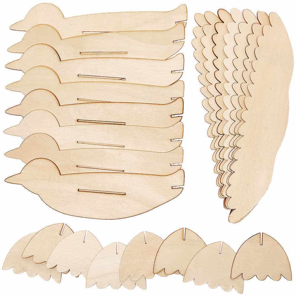 Baker Ross FC704 Bird Wooden Gliders Craft Kit - Pack of 8 | 1.3mm Plywood | 20cm Long