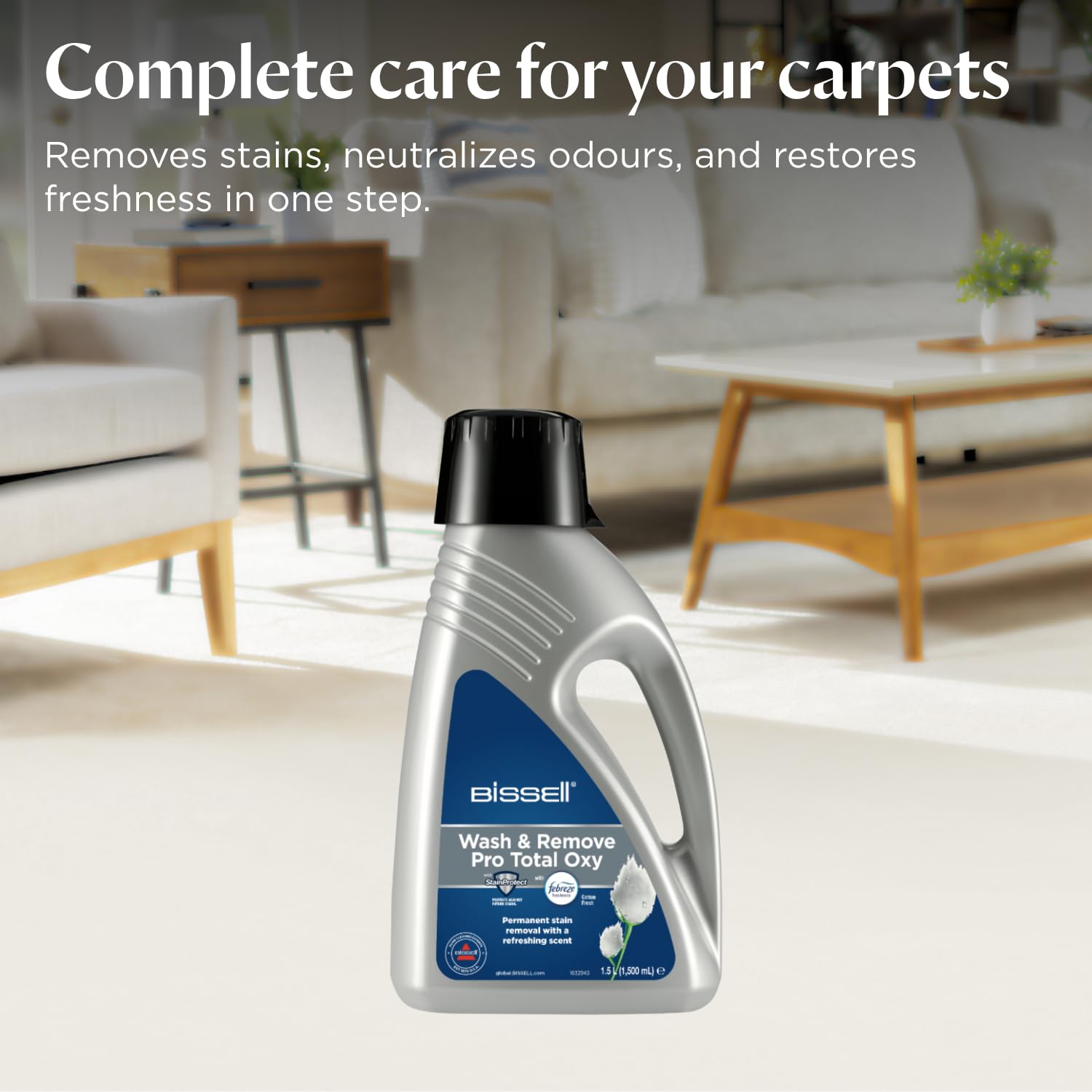 BISSELL Wash & Remove Pro Total Carpet Cleaner Liquid with Oxy Boost & StainProtect | 1.5 l 3