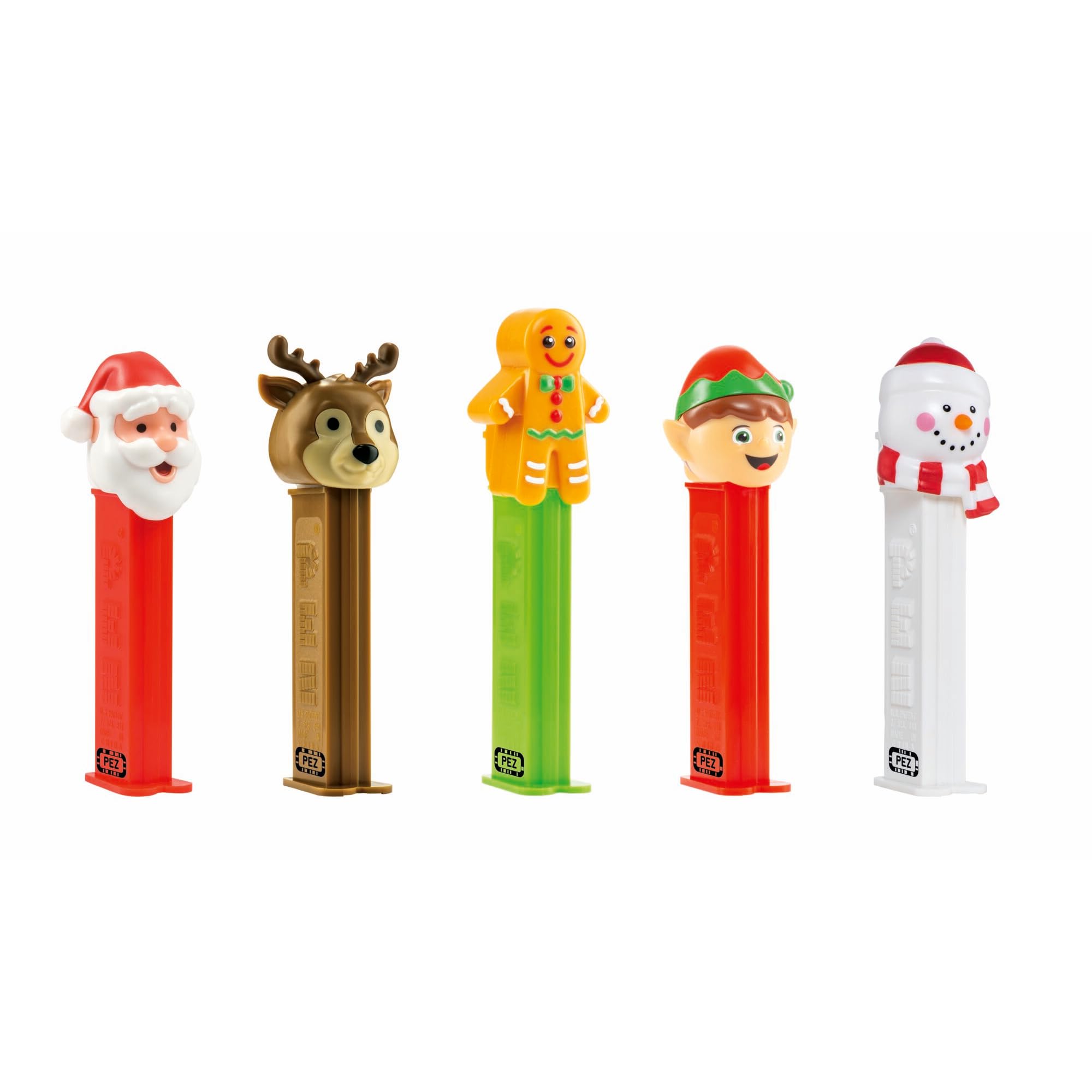 PEZ Christmas Themed Sweet Dispenser Multipack - Santa, Reindeer, Polar Bear, Snowman with Strawberry & Lemon Candy Refills 4