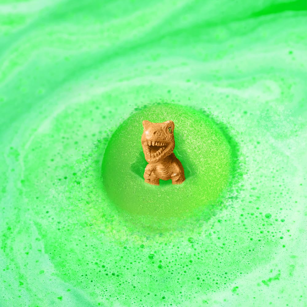 ZIMPLI 6 Pack Large Dinosaur Surprise Bath Bombs with 6 Hidden Toys | Strawberry Scented | Ages 3+ 4