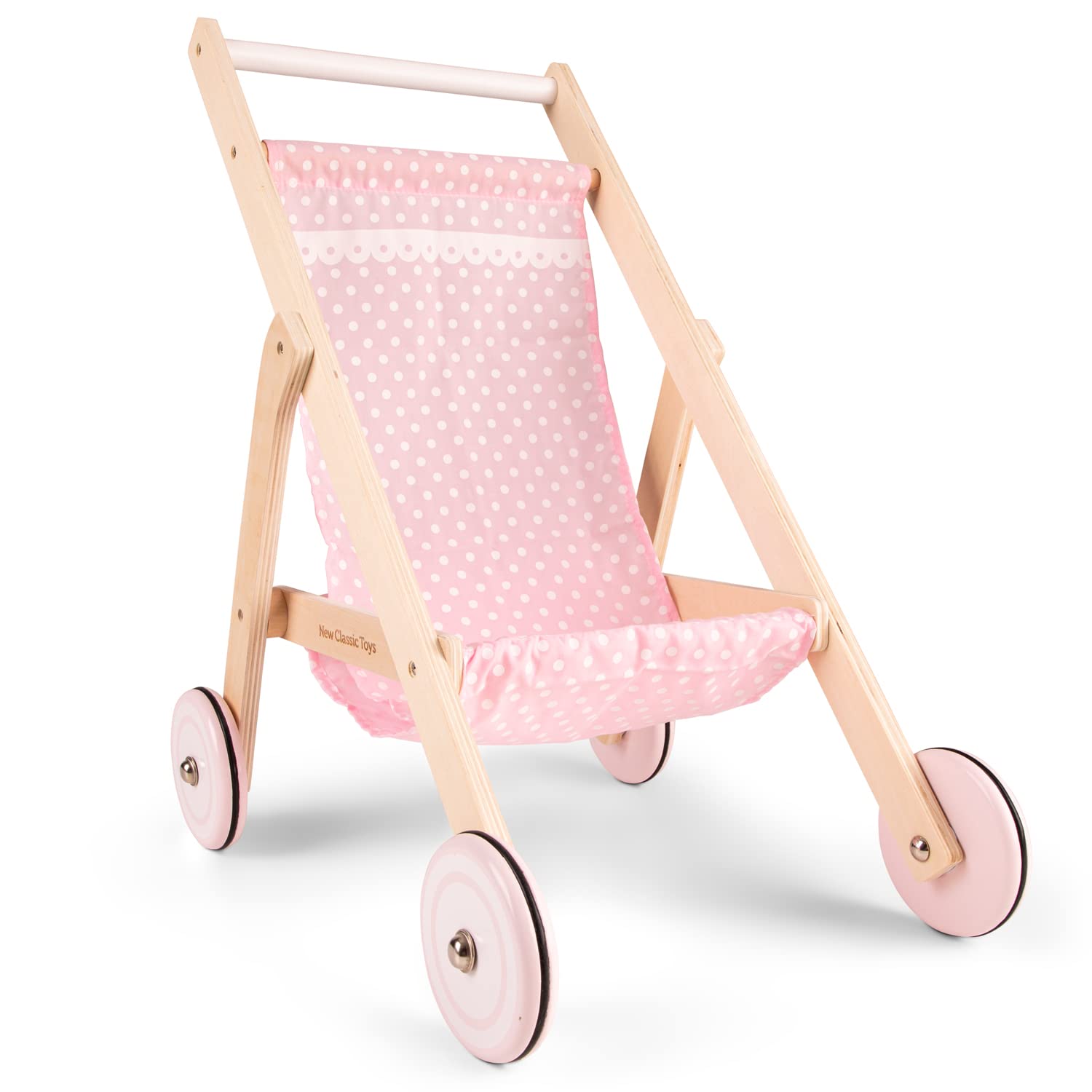 New Classic Toys Wooden Doll Stroller for Children 36 Months and Up - Pink/Natural 7
