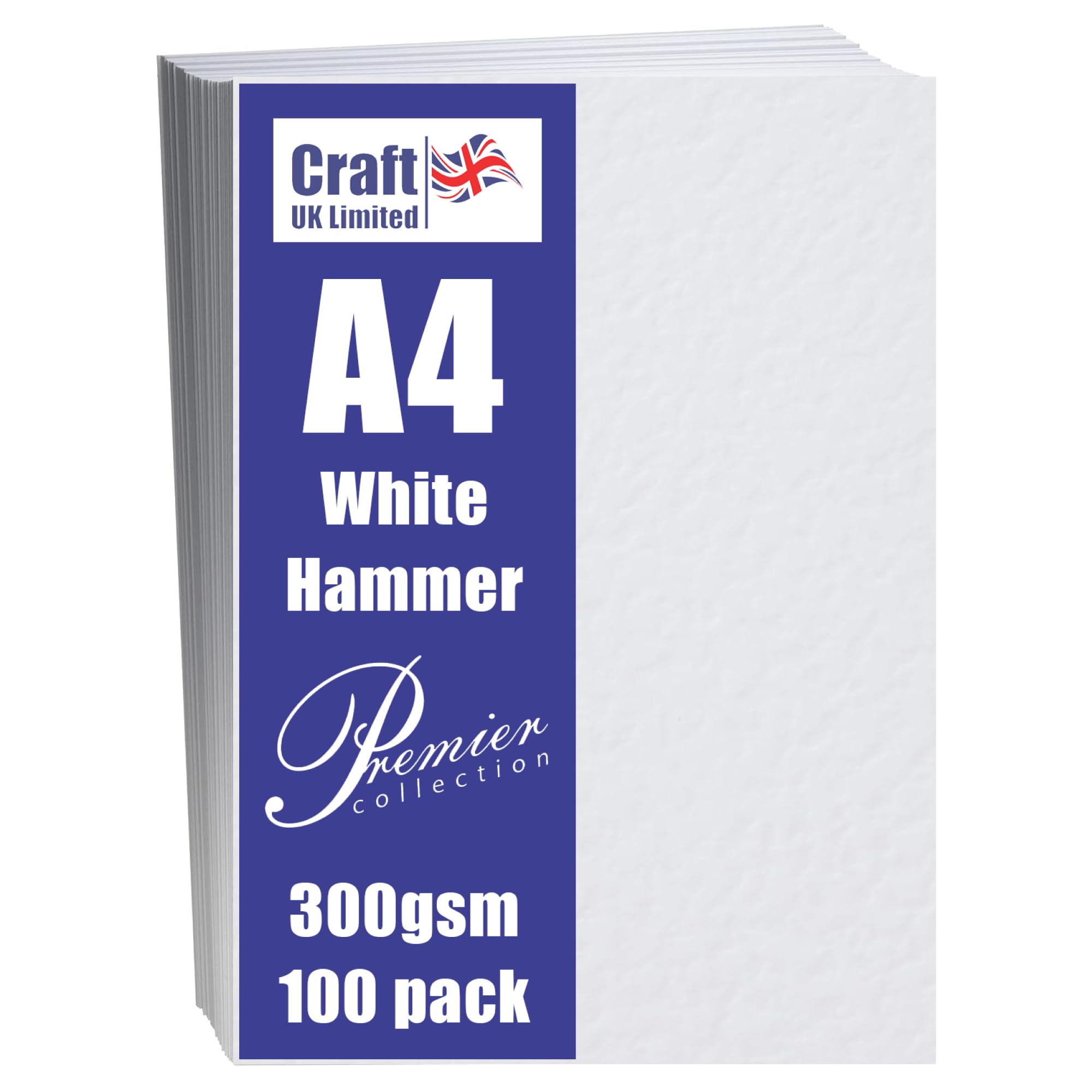 Craft UK W121 Hammered Card Stock - White | A4 | 300 gsm | 100 Sheets 1