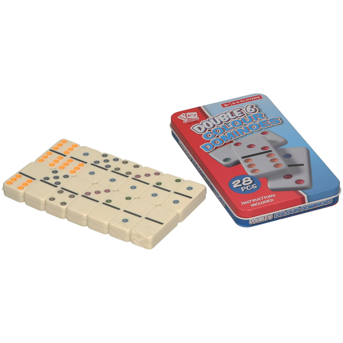 Atoz Double 6 Colour Dominoes - 28 Pieces - Ages 3+