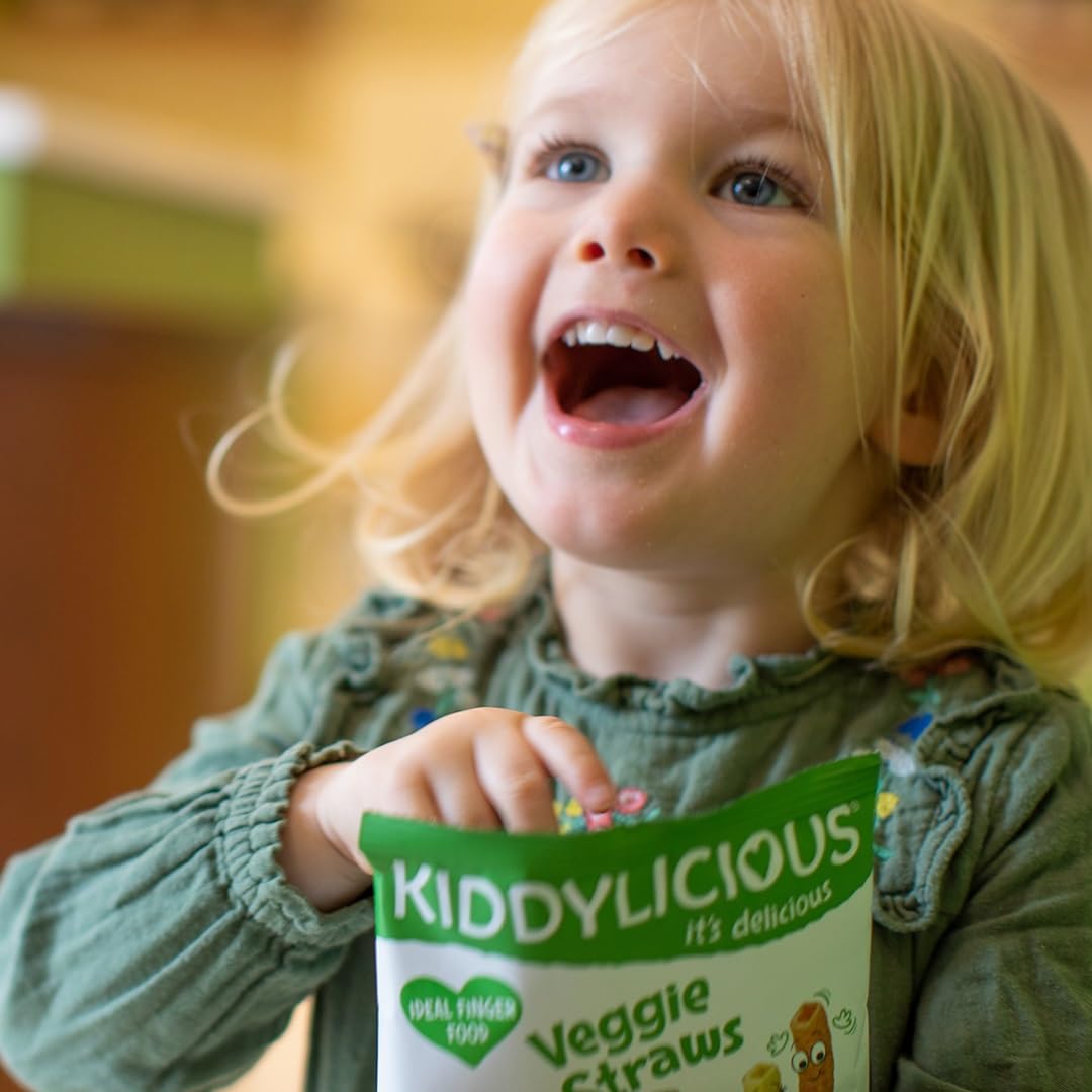 Kiddylicious Veggie Straws - Tomato, Kale & Spinach Flavoured Potato Snacks for Kids 9+ Months