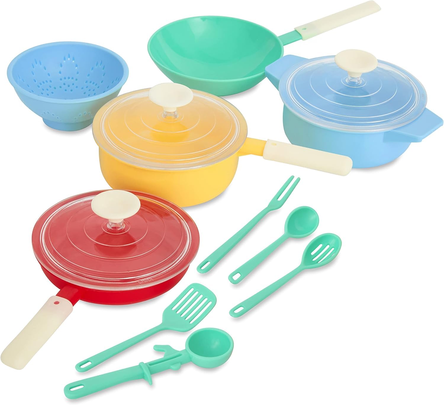 Casdon Pan Set - Realistic Pastel Toy Kitchen Set with Utensils | Ages 3+ | Plastic