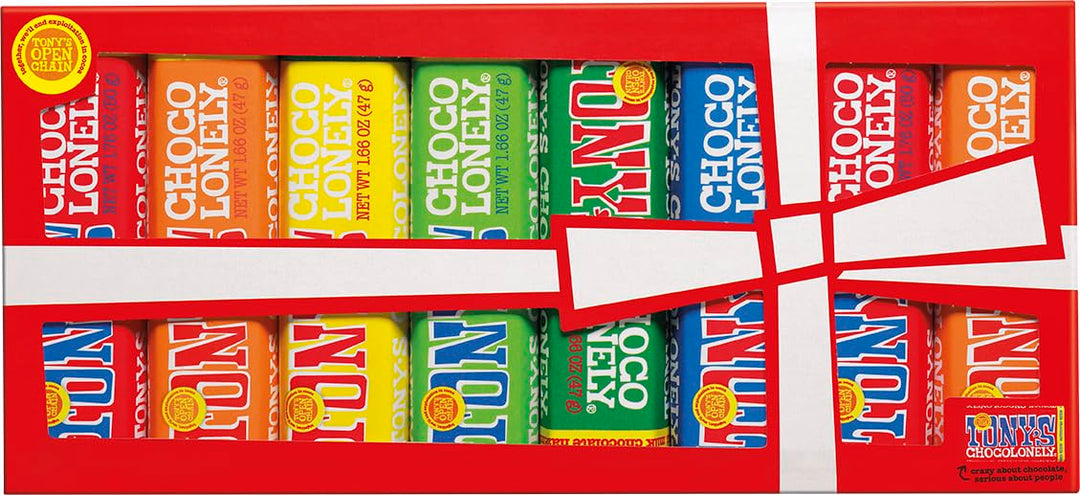 Tony's Chocolonely Extended Rainbow Tasting Pack - 8 Bars, 385g, Assorted Flavours