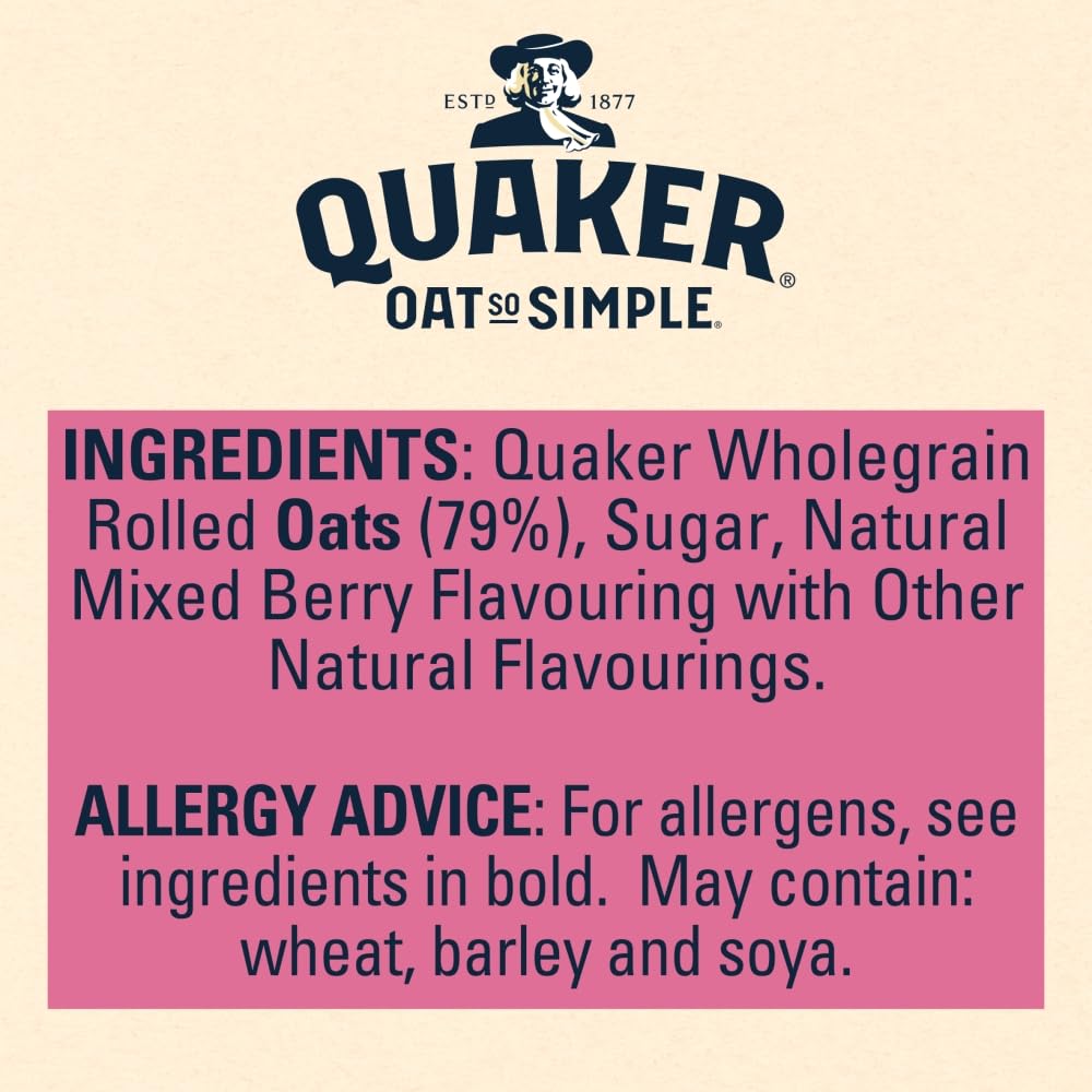 Quaker Oat So Simple Strawberry and Raspberry Porridge, Pack of 10 9