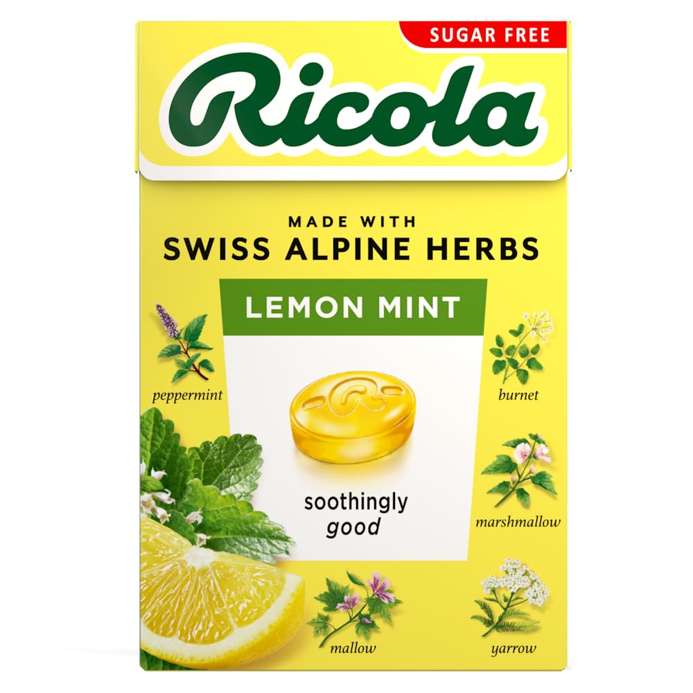 Ricola Lemon Mint Sugar Free Swiss Herbal Sweets, 13 Alpine Herbs, Stevia Sweetened, Multipack of 20 Boxes (45g Each) 1