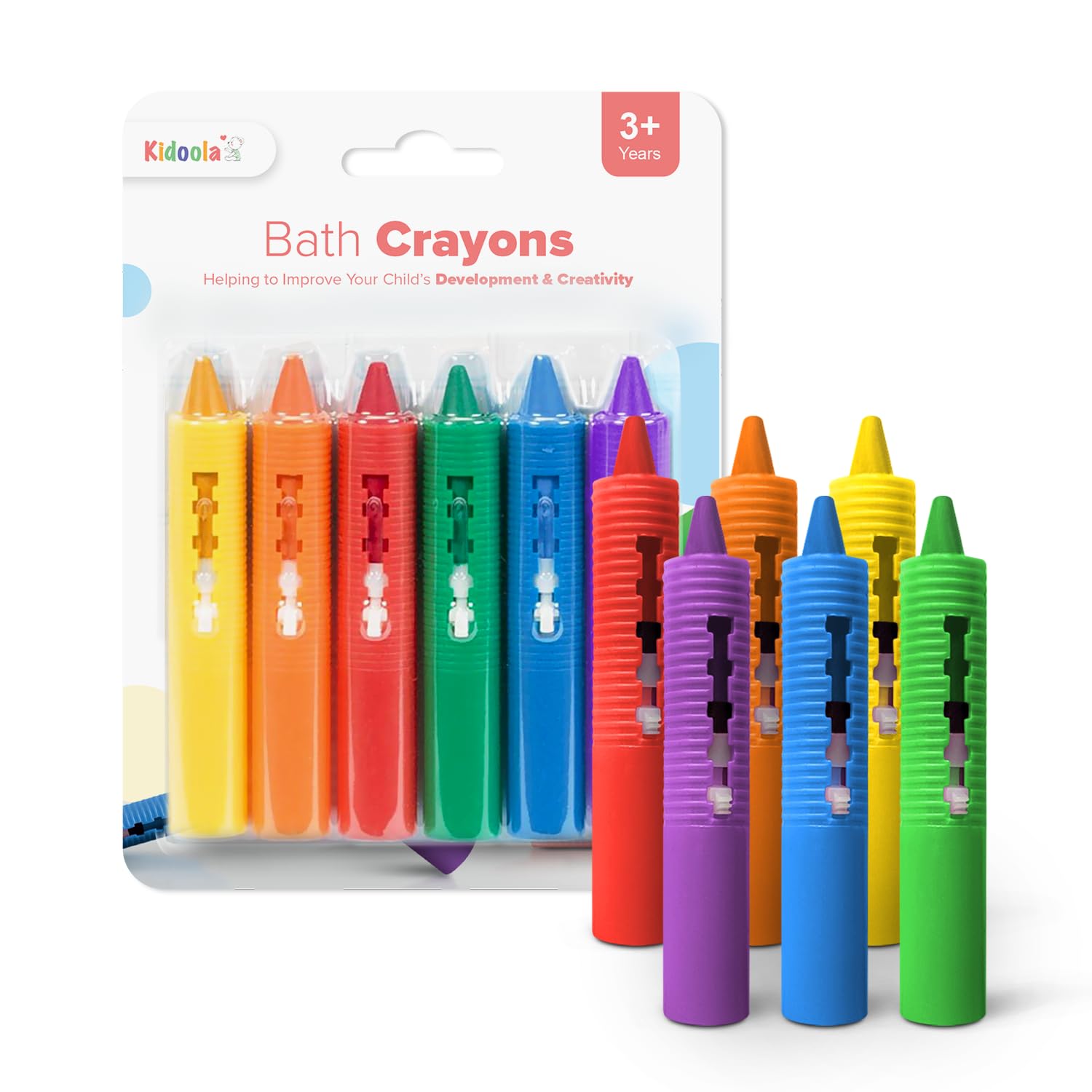 kidoola Baby Bath Crayons - 6 Pack Washable, Non-Toxic Crayon Pens for Toddlers 3+ 2