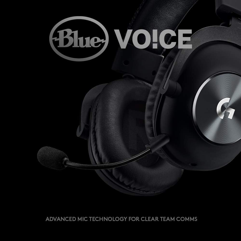 Logitech G PRO X Gaming Headset - Blue VO!CE Mic, DTS Headphone:X 7.1, PRO-G Drivers for PC/PS4/Xbox/Switch - Black