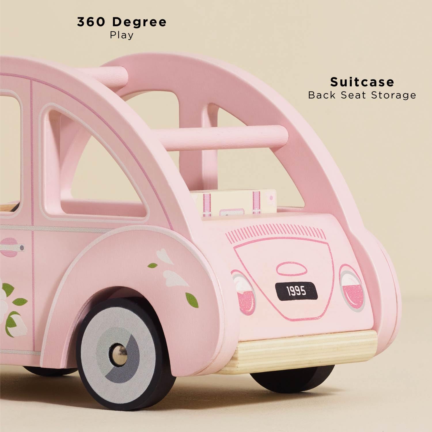 Le Toy Van Sophie's Car Play Set - Wooden Dollhouse Furniture | Pink, Ages 2+ 4