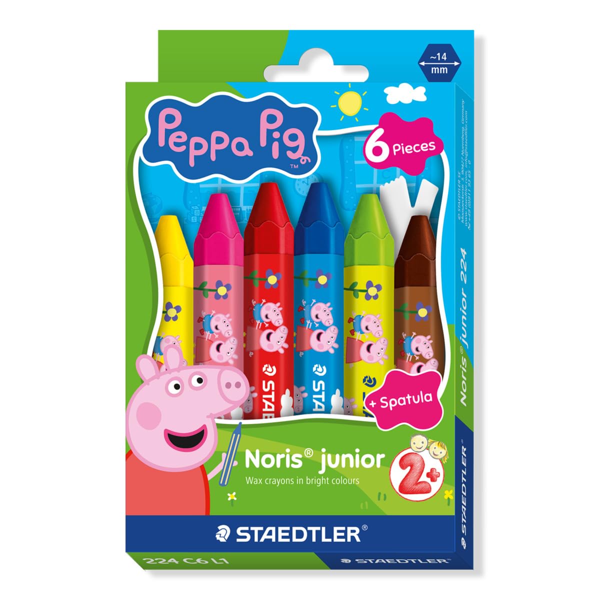 STAEDTLER Peppa Pig x Noris Junior Jumbo Wax Crayons - Ergonomic Hexagonal Shape | Assorted Colors