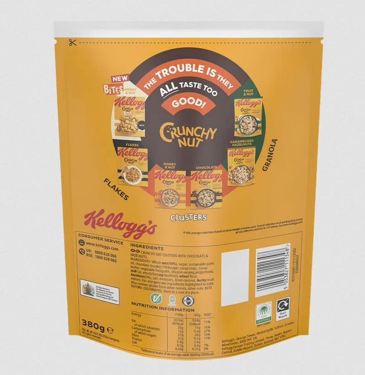 Kellogg's Crunchy Nut Hazelnut & Chocolate Granola Bag 380g